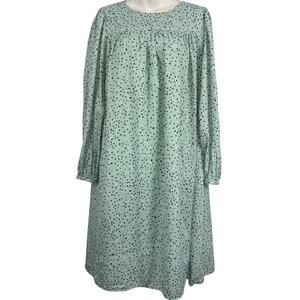 Ann Taylor Womens Light Minty Green Long Sleeve Loose Fit Shift Style Dress sz L